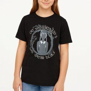 Wednesday Addams Netflix Girls Youth Sz 14-16 (XL) Halloween Shirt We Wear Black